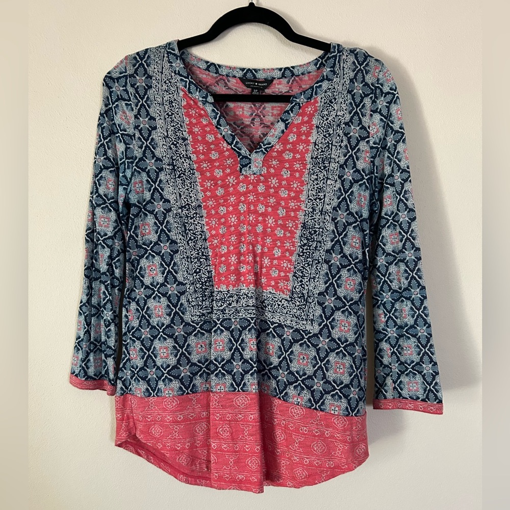 Lucky Brand Indigo Coral Tunic Size Small